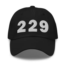 Load image into Gallery viewer, Black 229 area code hat with the state of Georgia embroidered on the side.