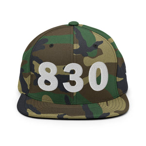 830 Area Code Snapback Hat