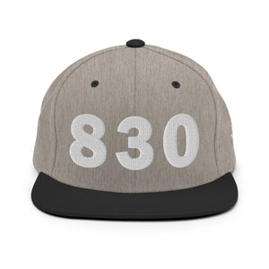 830 Area Code Snapback Hat