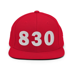 830 Area Code Snapback Hat