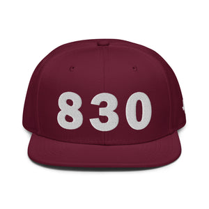 830 Area Code Snapback Hat