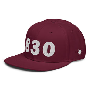 830 Area Code Snapback Hat