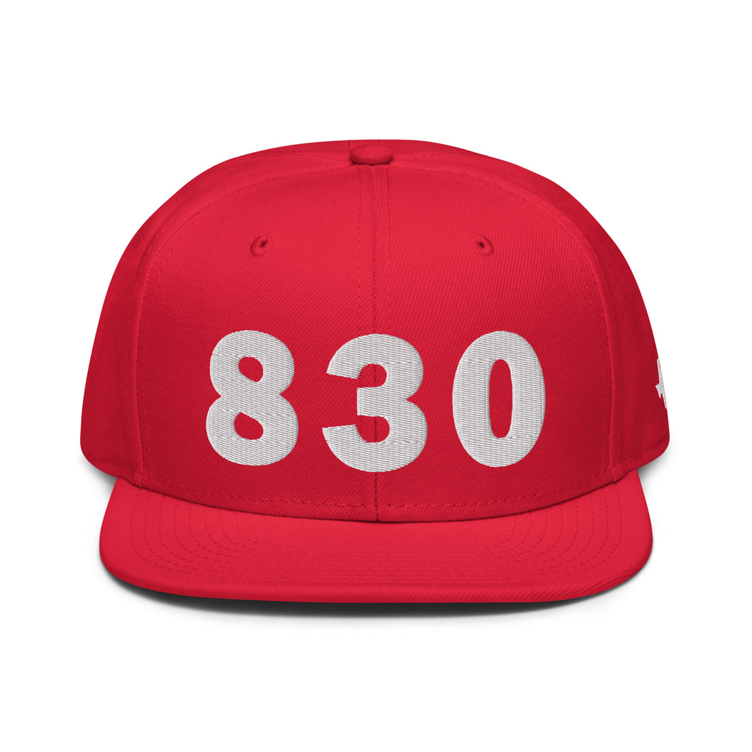 830 Area Code Snapback Hat